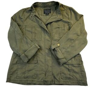 Sanctuary Womens Army‎ Green Roll Tab Sleeve Front Pocket Military Jacket Size M